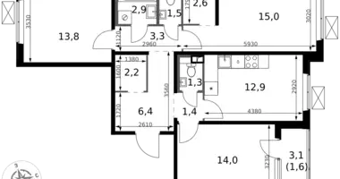 3 room apartment in Leninsky District, Russia