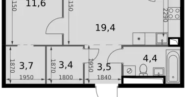 1 room apartment in Moscow, Russia
