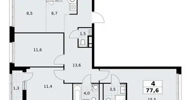 Apartamento 4 habitaciones en Vnukovo, Rusia