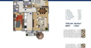 Квартира 3 комнаты в Мраморноморский регион, Турция