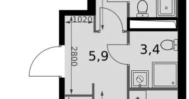 2 room apartment in Moscow, Russia
