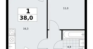 Mieszkanie 1 pokój w Troick, Rosja