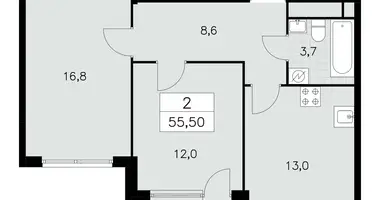 2 room apartment in Moscow, Russia