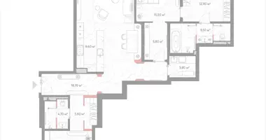 Apartamento 2 habitaciones en Moscú, Rusia