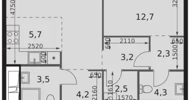 2 room apartment in Moscow, Russia
