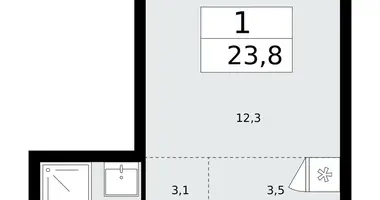 1 room apartment in Troitsk, Russia