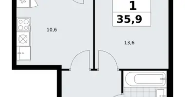 1 room apartment in Kommunarka, Russia