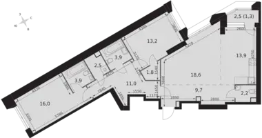 Wohnung 3 zimmer in Moskau, Russland