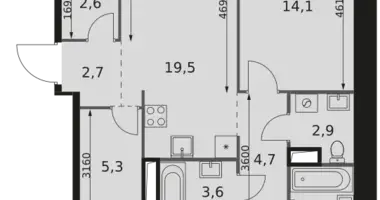 3 room apartment in Moscow, Russia