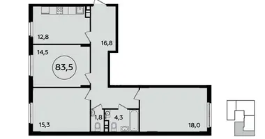 Wohnung 3 zimmer in Kommunarka, Russland