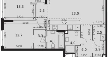 Apartamento 3 habitaciones en Moscú, Rusia