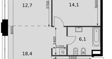 2 room apartment in Moscow, Russia