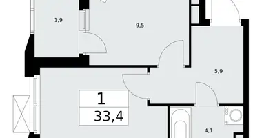 1 room apartment in Kommunarka, Russia