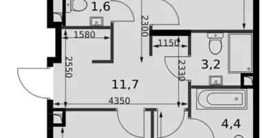 3 room apartment in Moscow, Russia