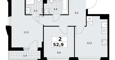 Mieszkanie 2 pokoi w Troick, Rosja