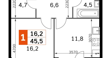 1 room apartment in Moscow, Russia