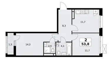 2 room apartment in Vnukovo, Russia