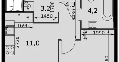 Wohnung 1 zimmer in Moskau, Russland