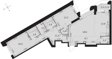 Apartamento 3 habitaciones en Moscú, Rusia