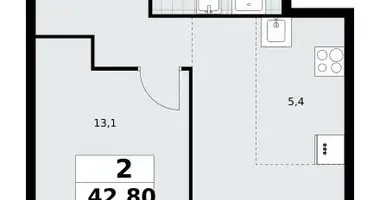 Wohnung 2 zimmer in Moskau, Russland