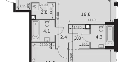 3 room apartment in Moscow, Russia