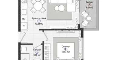 Квартира 1 комната в Газипаша, Турция