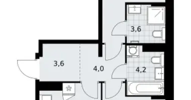 Apartamento 2 habitaciones en Kommunarka, Rusia