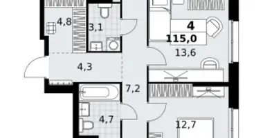 4 room apartment in Kommunarka, Russia
