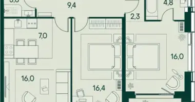 2 bedroom apartment in Moscow, Russia