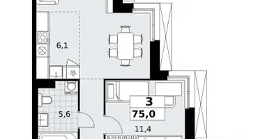 Квартира 3 комнаты в район Коммунарка, Россия