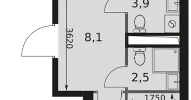 Apartamento 2 habitaciones en Moscú, Rusia