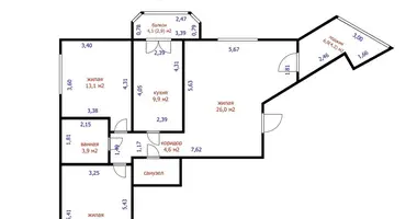 Wohnung 3 zimmer in Minsk, Belarus