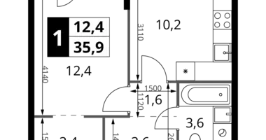 Квартира 1 комната в Химки, Россия