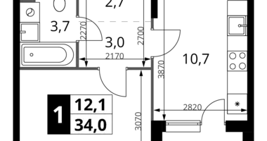 Квартира 1 комната в Химки, Россия
