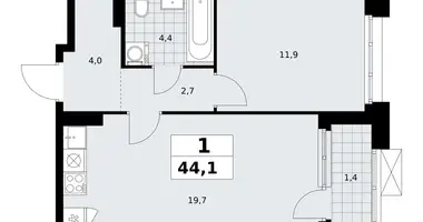 1 room apartment in Kommunarka, Russia