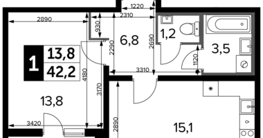 Квартира 1 комната в Ленинский городской округ, Россия