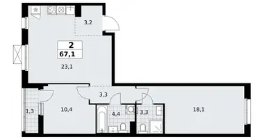 Wohnung 2 zimmer in Kommunarka, Russland