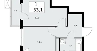 1 room apartment in Kommunarka, Russia