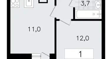 1 room apartment in Vsevolozhsk, Russia