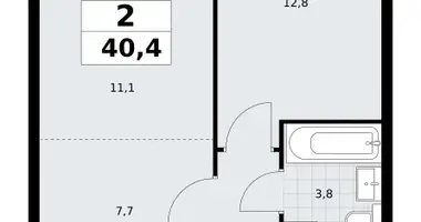 Apartamento 2 habitaciones en Vnukovo, Rusia