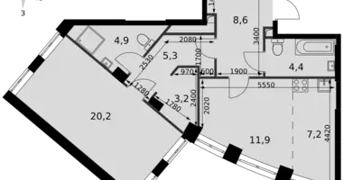 1 room apartment in Moscow, Russia