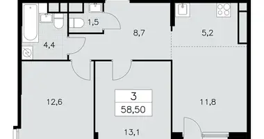 Wohnung 3 zimmer in Moskau, Russland