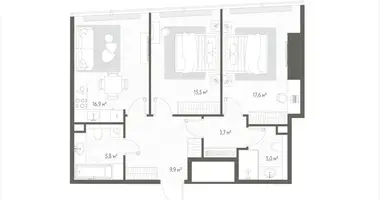 Mieszkanie 2 pokoi w Rosja