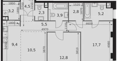 Wohnung 2 zimmer in Moskau, Russland
