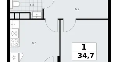 1 room apartment in Moscow, Russia