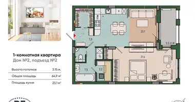Apartamento 1 habitación en Kaliningrado, Rusia