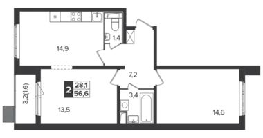 Appartement 2 chambres dans Leninsky District, Russie