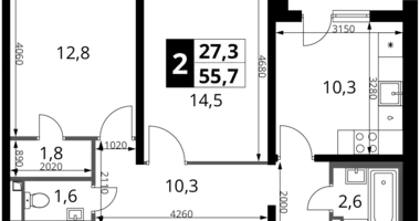 2 room apartment in Sapronovo, Russia