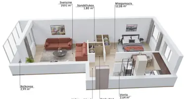 2 room apartment in Panevėžys, Lithuania