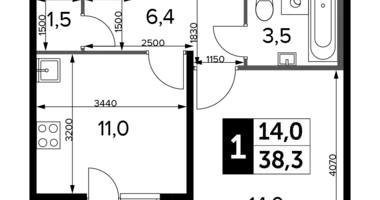1 room apartment in Lyubertsy, Russia